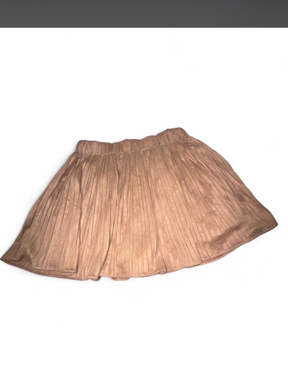 She + Sky Metallic Pleated Mini Skirt in Taupe